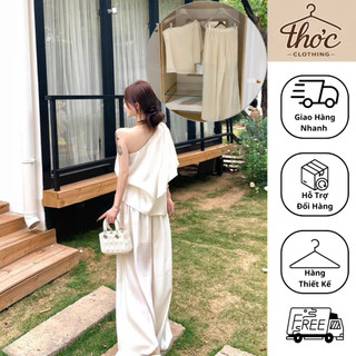 𝑻𝒉𝒐'𝒄 𝑪𝒍𝒐𝒕𝒉𝒊𝒏𝒈 - 𝑾𝑮𝑾𝑬 (Sẵn) Set Áo Lệch Vai Tà Tách Riêng Và Quần WGWE w8900