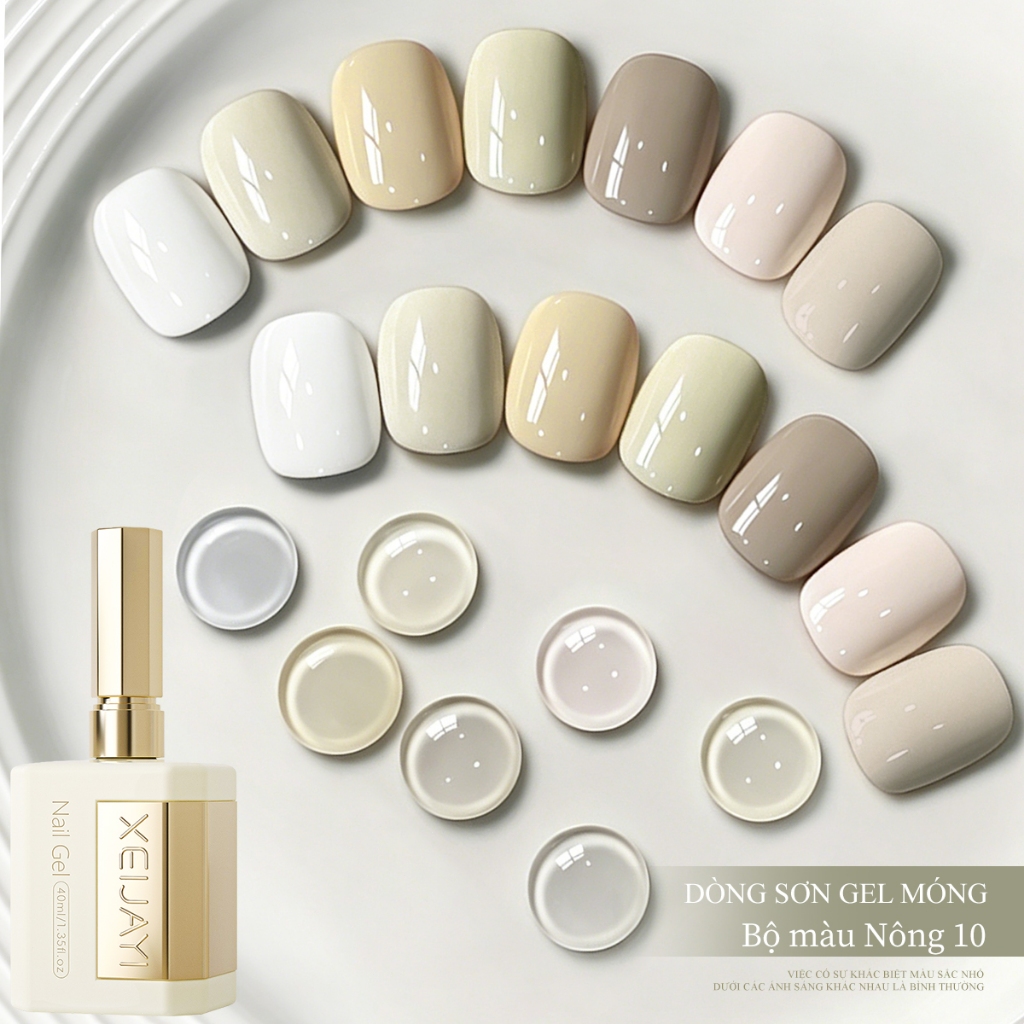 XEIJAYI 40ml - Sơn móng tay dạng gel màu trắng tinh khiết và hồng nhạt, bền màu và phù hợp cho các tiệm làm móng.