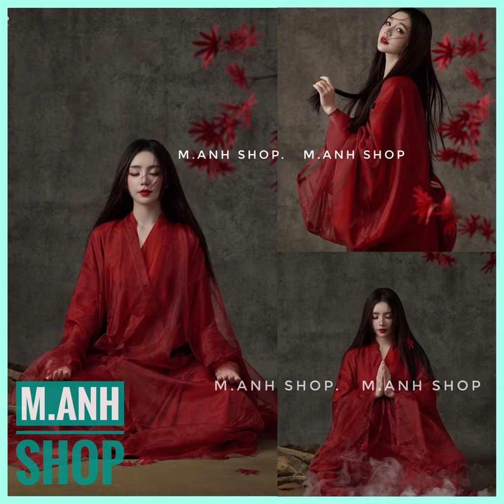 Sét Choàng Chất Liệu Voan Đỏ Tím Chụp Ảnh Nghệ Thuật Xinh Đẹp Cao Cấp