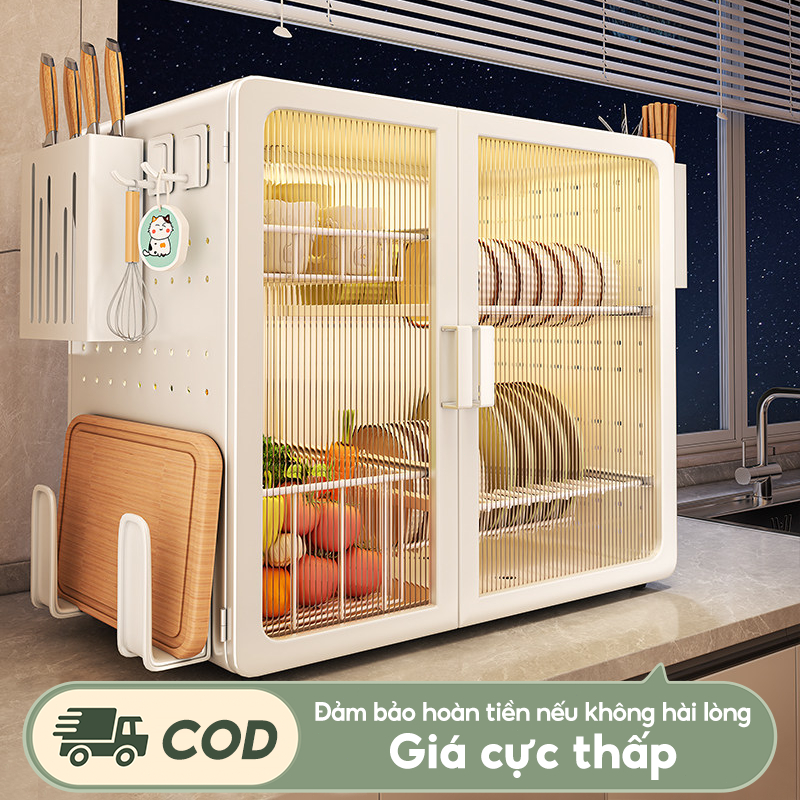Kệ đựng chén bát có nắp đậy Có Kệ đựng đồ đa năng Kệ để đồ nhà bếp Chống côn trùng và chống ẩm