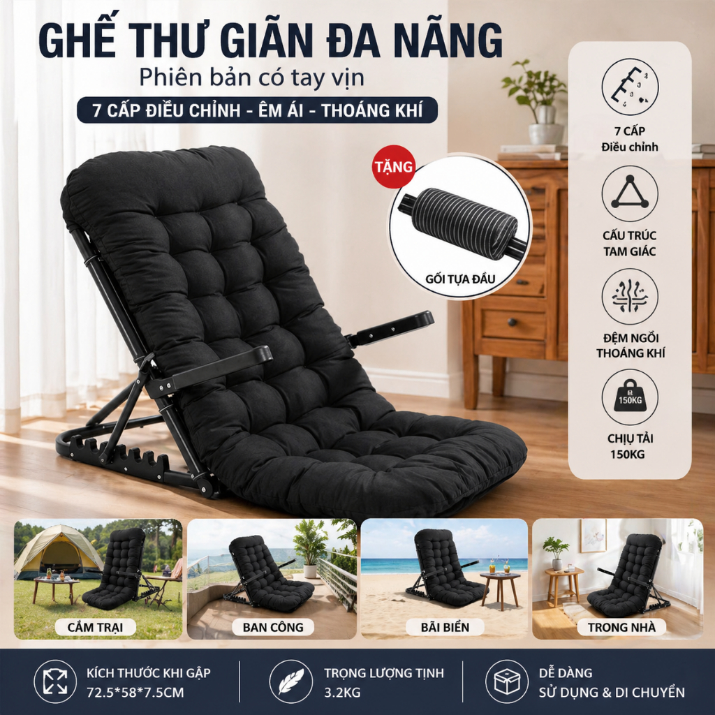Ghế tựa lưng trên giường ký túc xá, ghế lười sofa người già, đệm bệ cửa sổ, ghế bệt tatami