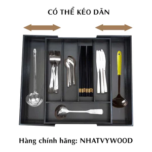 Khay đựng muỗng đũa thìa, khay chia ngăn kéo tủ bếp, đồ đựng đũa nhà bếp NHATVYWOOD MV5303 màu đen
