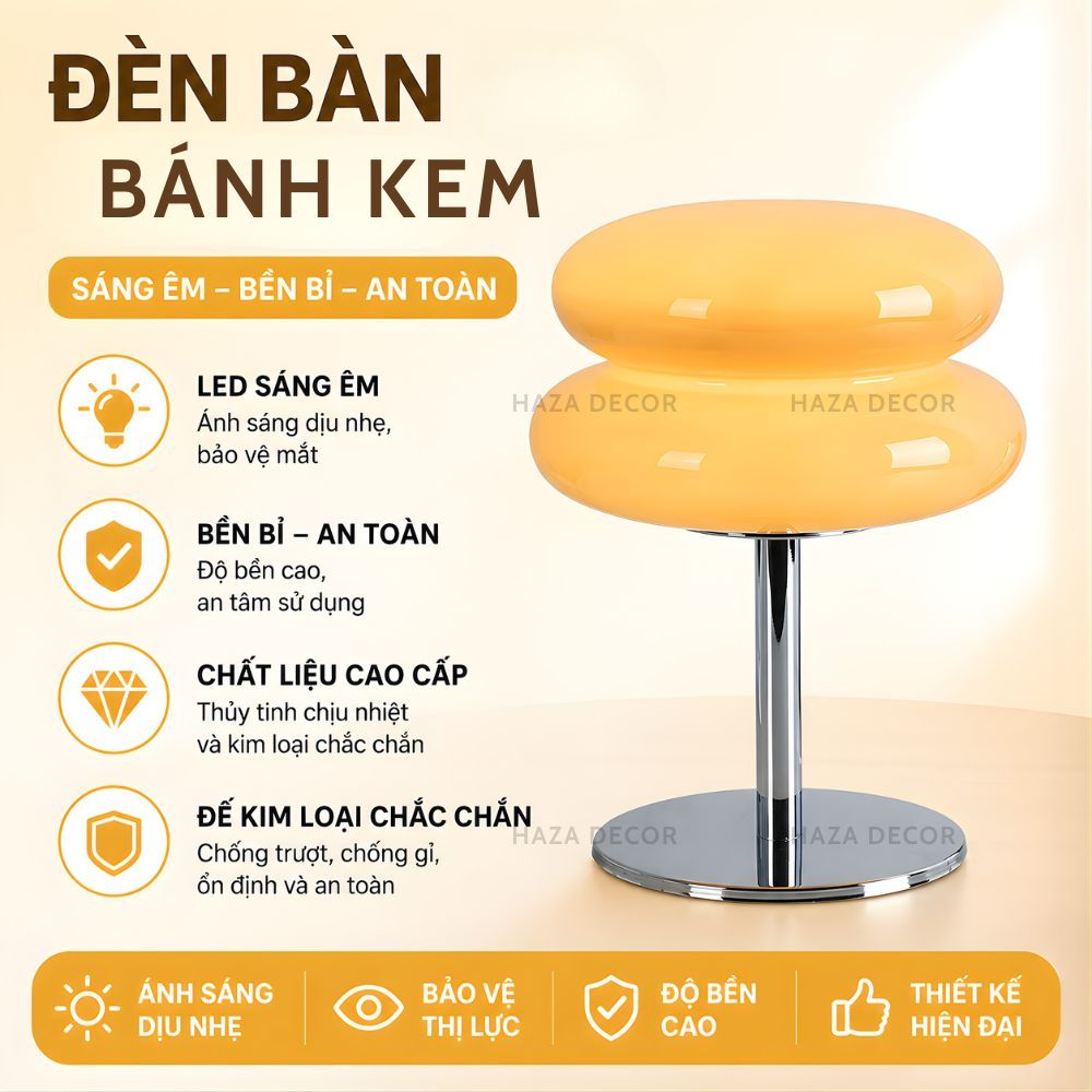 Đèn Ngủ Bánh Kem thủy tinh, Đèn Bàn Trang Trí Decor Phòng Ngủ Dễ Thương 8031 | BigBuy360 - bigbuy360.vn