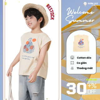 Áo thun ba lỗ trẻ em bé trai in QUẢ QUÝT cotton cao cấp size 14-35KG style Hàn Quốc | Dương Oyy 010425211
