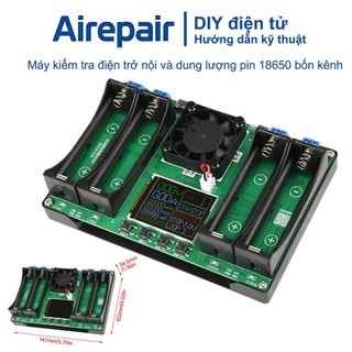 Máy kiểm tra dung lượng và điện trở trong pin 18650 bốn kênh với module sạc và xả tự động Type-C