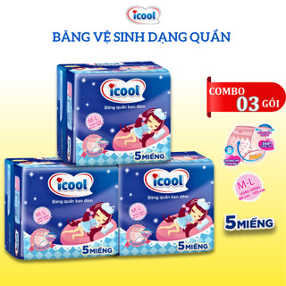 Băng vệ sinh Dạng Quần ICOOL 5 miếng/gói Size M/L dành cho vòng hông từ 80-105cm, 360 độ chống tràn.