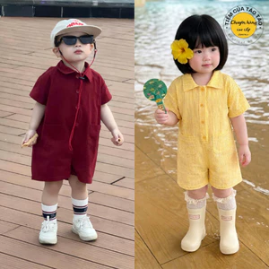 Sẵn Ship - Jumpsuit Liền Thân cover Hàn Quốc cho bé trai bé gái 7-20kg mặc đi học, đi chơi đi biển đều xinh