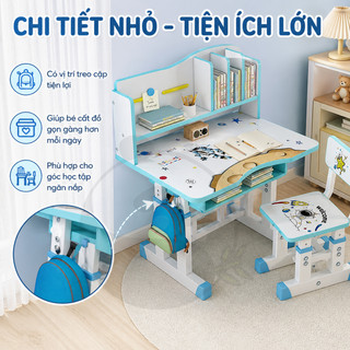 Bàn Học Trẻ Em Chống Gù Có Kệ Sách Kèm Ghế Bàn Học Cho Bé Trai Bé Gái Dễ Thương Hot Trend 2026