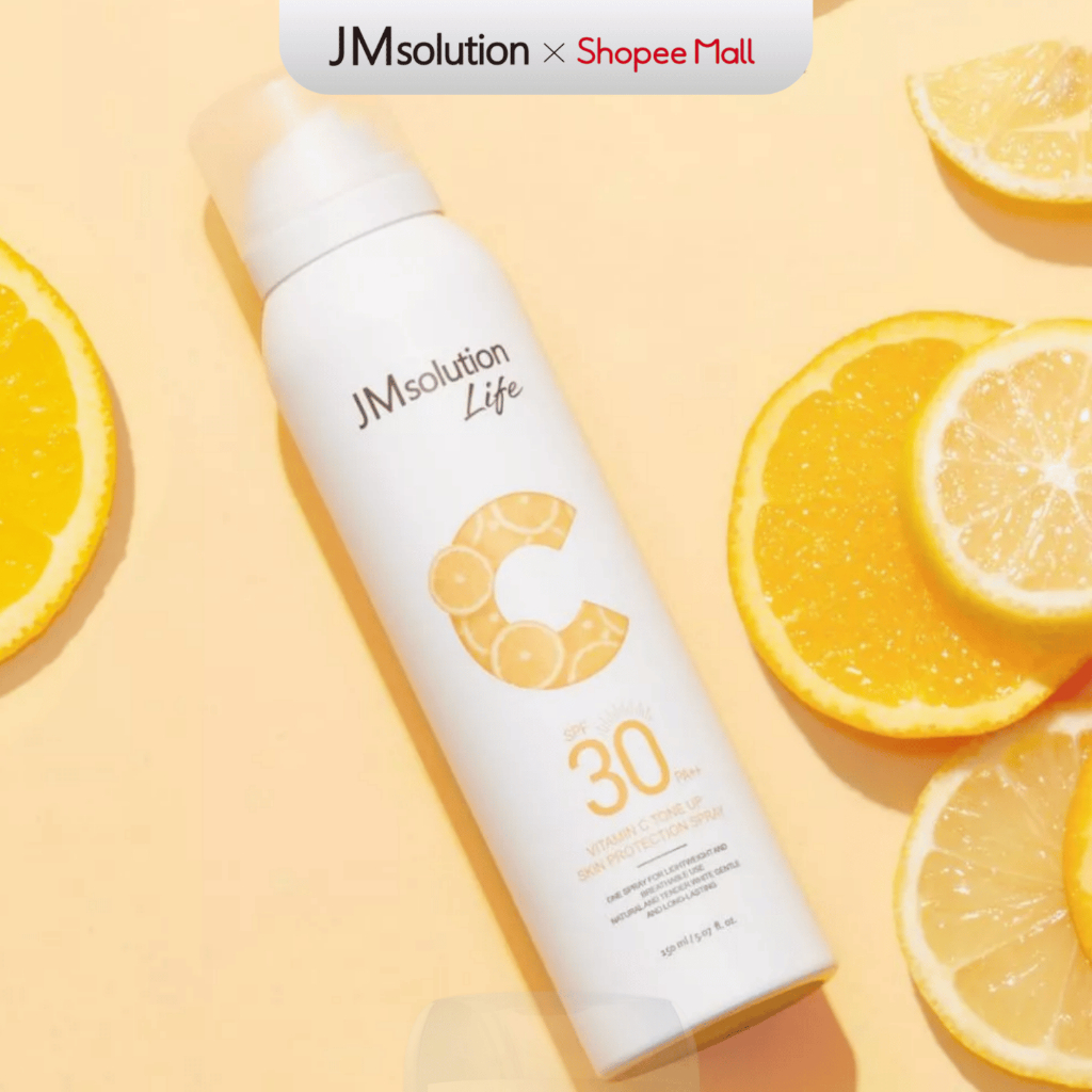 JMsolution Life Combo Vitamin C Xịt Dưỡng Thể Chống Nắng + Xịt Khóa Make Up