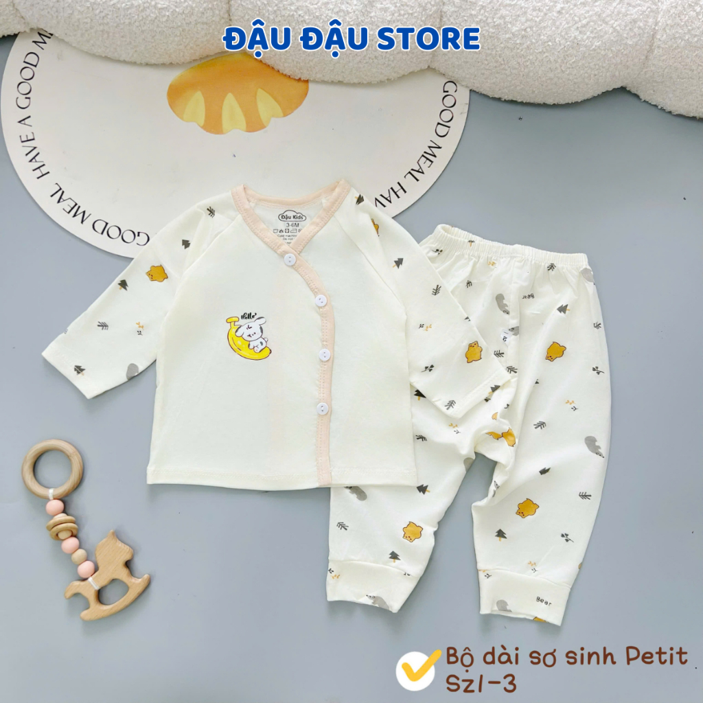 Combo 2/3 Bộ dài tay thun petit DK cho bé sơ sinh in hoạ tiết cho bé 0 9 tháng DK-DL15 Đậu Đậu Store