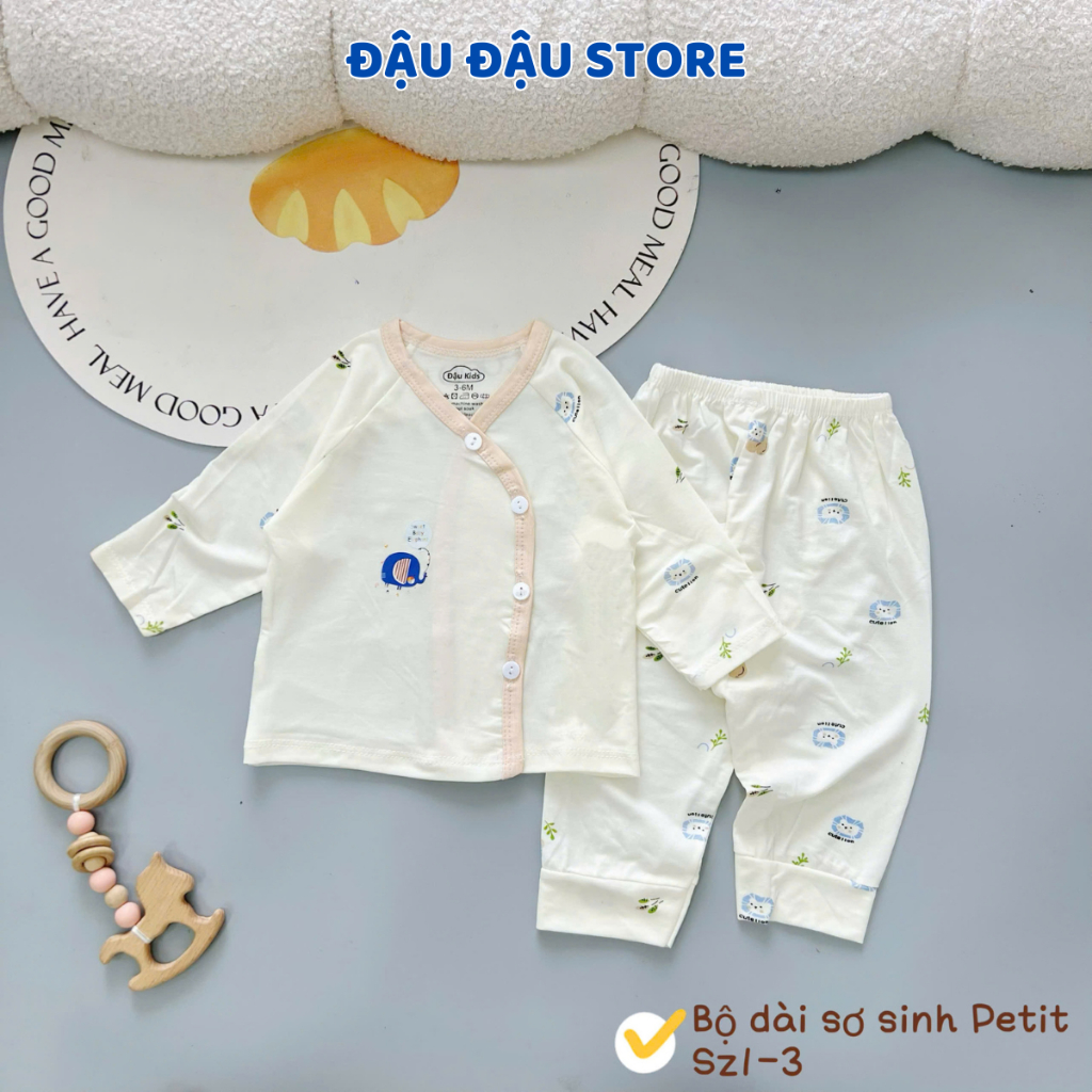 Combo 2/3 Bộ dài tay thun petit DK cho bé sơ sinh in hoạ tiết cho bé 0 9 tháng DK-DL15 Đậu Đậu Store
