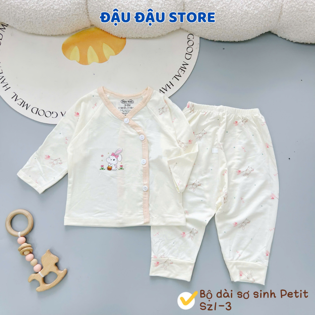 Combo 2/3 Bộ dài tay thun petit DK cho bé sơ sinh in hoạ tiết cho bé 0 9 tháng DK-DL15 Đậu Đậu Store