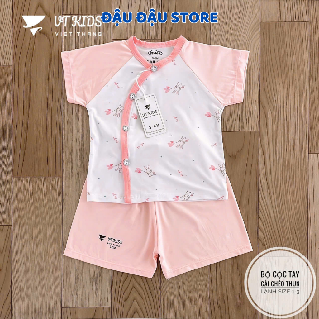 (Bộ lẻ) Bộ cộc tay sơ sinh vải thun lạnh VT mềm mịn mát cho bé sơ sinh size 3-9kg Đậu Đậu Store