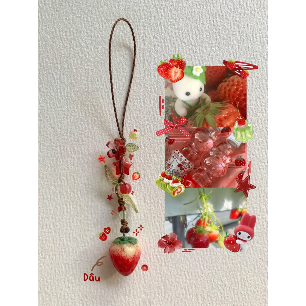 Móc khoá trái cây keychain vườn trái cây, móc khoá balo điện thoại