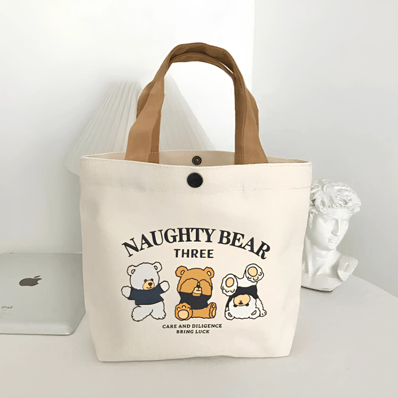 Túi xách vải thời trang mini – Hình gấu dễ thương, đựng được điện thoại, ví, mỹ phẩm, cực kỳ nhẹ và dễ phối đồ