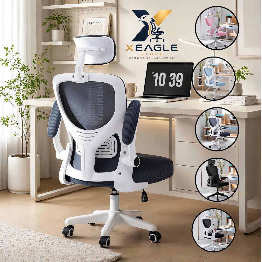 Ghế Xoay Văn Phòng CTH-XEA01 Công Thái Học, Thắc Lưng Hổ Cột Sống, Tay Gập Dễ Xếp Gọn, Thiết Kế Hiện Đại - Xeagle Store