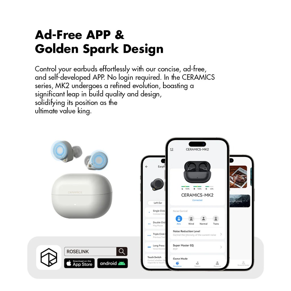 [NC] Tai Nghe Bluetooth ROSESELSA CERAMICS MK2 | NGHE TẠP | In Ear Bluetooth | Có Mic | BigBuy360 - bigbuy360.vn