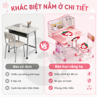 Bàn học cho bé Đa năng Chống gù cận Có thể điều chỉnh độ cao Chất liệu an toàn Sử dụng lâu dài