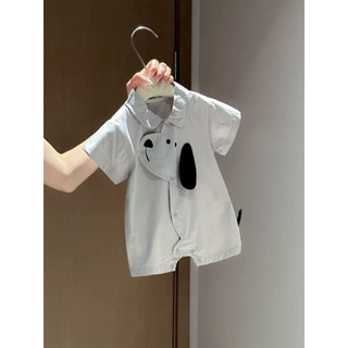 Bodysuit liền thân cộc tay cài cúc hoạ tiết tai cún cho bé trai bé gái