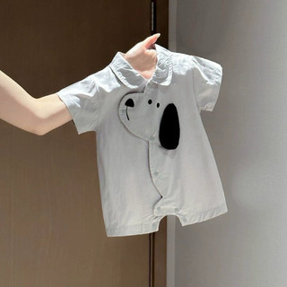 Bodysuit liền thân cộc tay cài cúc hoạ tiết tai cún cho bé trai bé gái