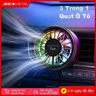 SEAMETAL Quạt Gió Ô Tô Mini USB Siêu Mát Tích Hợp Hương Thơm & Đèn RGB 360° Xoay Không Ồn Quạt Ô Tô 3 Trong 1