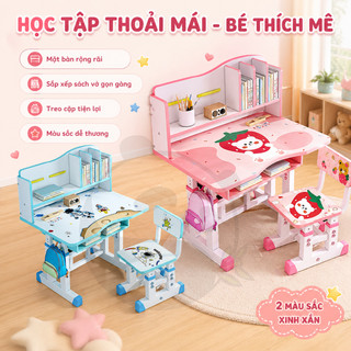 Bàn Học Trẻ Em Chống Gù Có Kệ Sách Kèm Ghế Bàn Học Cho Bé Trai Bé Gái Dễ Thương Hot Trend 2026