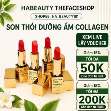 Son thỏi lì dưỡng có Nhiều màu giúp Chống lão hóa môi hiệu quả fmgt COLLAGEN AMPOULE LIPSTICK The Face Shop