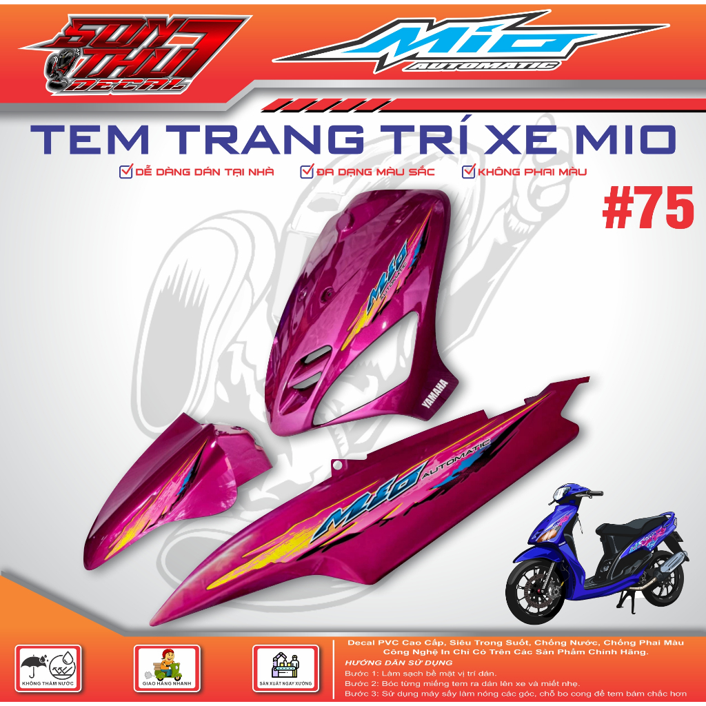 TEM XE MIO CLASSICO SPORT #75 (TEM 3 LỚP - SIÊU NÉT - SIÊU ĐẸP - SIÊU CUTE)