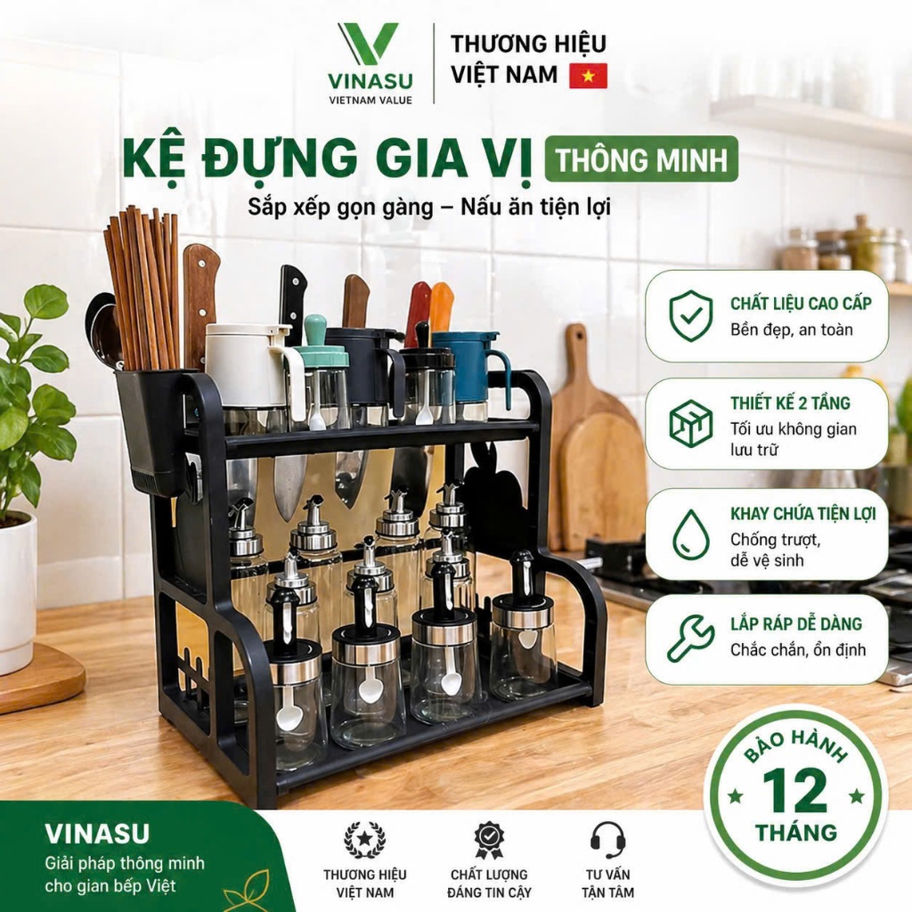 kệ đựng gia vị 2 tầng nhà bếp - kệ bếp đa năng, kệ nhà bếp đa năng 3623