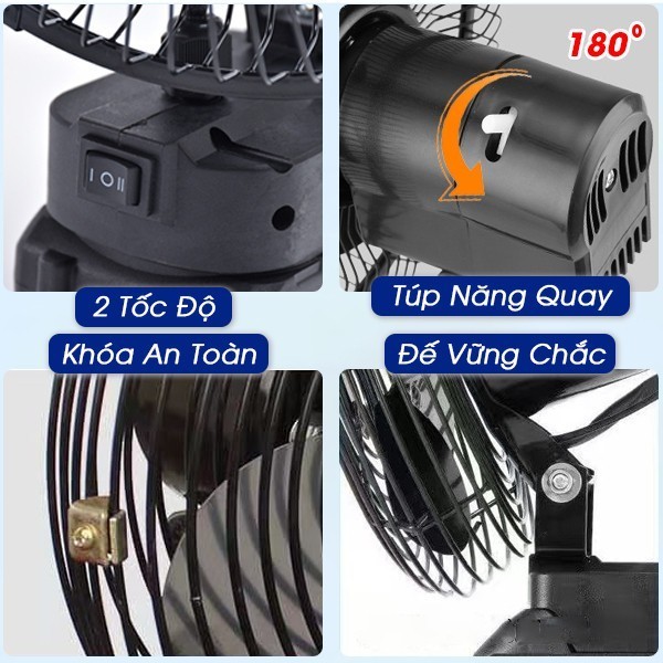Quạt Tích Điện Xoay,Pin 10cell,20Cell,30Cell Sử Dụng Chân Pin Phổ Thông, 2 Mức Gió, Kích Thước 8 Inch