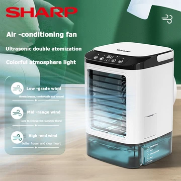 Sharp Quạt hơi nước phun sương để bàn, Quạt làm mát không khí, Quạt Điều Hòa Phun Sương Hơi Nước Để Bàn 3 Chế Độ Tích Hợ