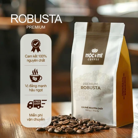 Cà Phê Robusta Mộc & Mê - 100% Nguyên Chất Từ Đắk Lắk, Rang Mộc Truyền Thống (250g/500g/1kg)
