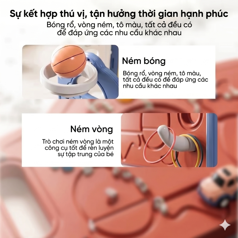 Cầu Trượt Cho Bé - Đồ Chơi Đa Năng Kèm Xích Đu Ném Rổ Nhựa HDPE An Toàn Tuyệt Đối Chống Nghiêng Tải Trọng 120kg