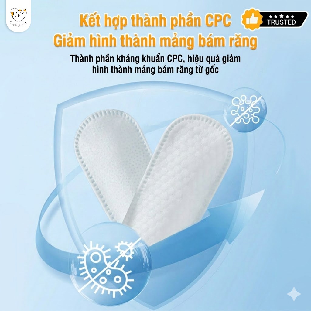 Cassiel Pet Cho Mèo Chó Khăn Uớt Lau Răng 50 Miếng Mắt Tai Thú Cưng Sạch Răng Chăm Sóc Miệng Loại Bỏ Cao Răng Mảng Bám