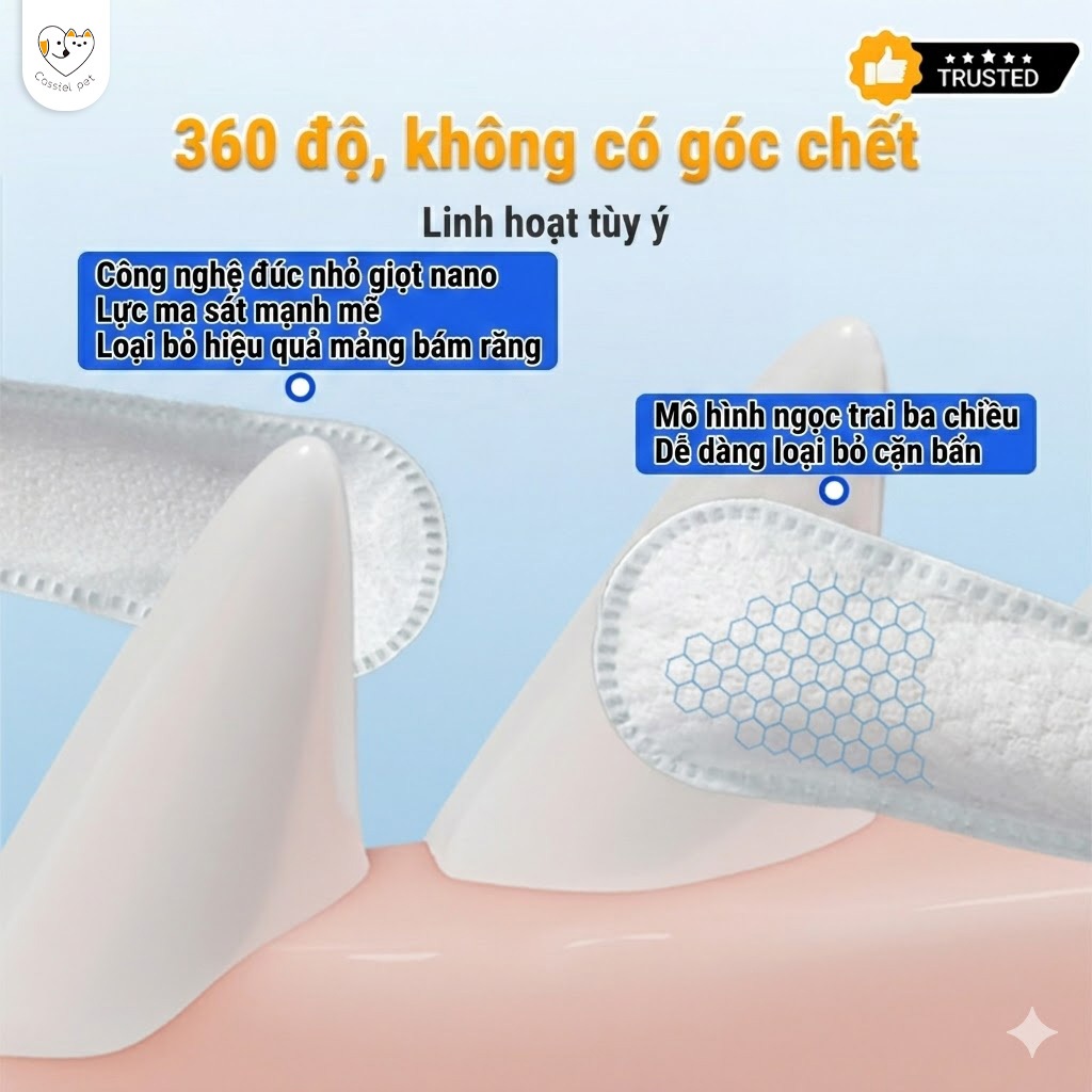 Cassiel Pet Cho Mèo Chó Khăn Uớt Lau Răng 50 Miếng Mắt Tai Thú Cưng Sạch Răng Chăm Sóc Miệng Loại Bỏ Cao Răng Mảng Bám