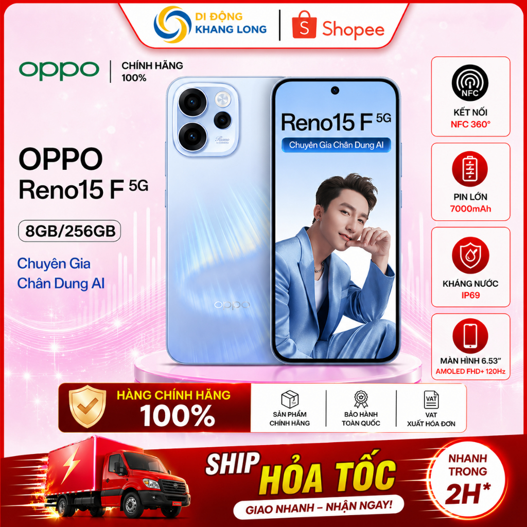 Điện thoại OPPO Reno15 F 5G 8GB/256GB l 12GB/256GB- Tặng đế xoay Ava+. | BigBuy360 - bigbuy360.vn