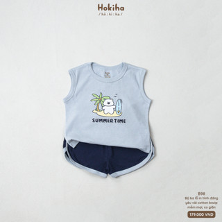 Bộ Tank Top Ba Lỗ Cho Bé In Hình Đáng Yêu Hokiha Vải Cotton Mềm Mại, Co Giãn Thoải Mái Size Từ 8-17kg B98