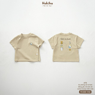 Áo Thun Cộc Tay Xẻ Tà Hình Đáng Yêu Cho Bé Hokiha Vải Cotton Mềm Mại, Co Giãn Thoải Mái Size Từ 8-17kg A76