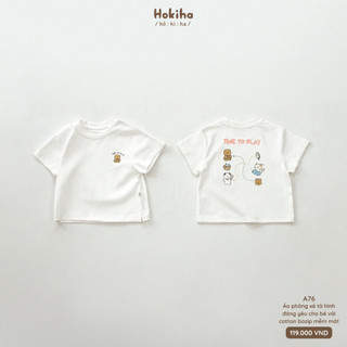 Áo Thun Cộc Tay Xẻ Tà Hình Đáng Yêu Cho Bé Hokiha Vải Cotton Mềm Mại, Co Giãn Thoải Mái Size Từ 8-17kg A76
