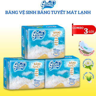 Băng vệ sinh Gwen Cool Băng Tuyết 10 miếng Dạng Hộp Cao Cấp BVS Ban Ngày Mặt Bông Mát Lạnh Có Cánh..