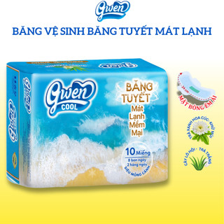 Băng vệ sinh Gwen Cool Băng Tuyết 10 miếng Dạng Hộp Cao Cấp BVS Ban Ngày Mặt Bông Mát Lạnh Có Cánh..