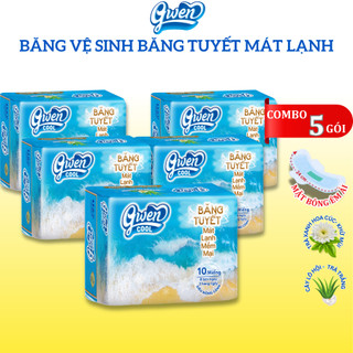Băng vệ sinh Gwen Cool Băng Tuyết 10 miếng Dạng Hộp Cao Cấp BVS Ban Ngày Mặt Bông Mát Lạnh Có Cánh..