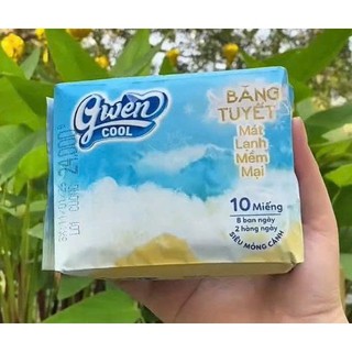 Băng vệ sinh Gwen Cool Băng Tuyết 10 miếng Dạng Hộp Cao Cấp BVS Ban Ngày Mặt Bông Mát Lạnh Có Cánh..