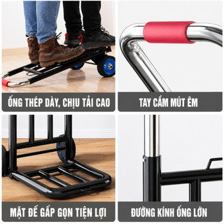 Xe Kéo Hàng Gấp Gọn Xe Đẩy Hàng Được trang bị khung thép nặng và sơn chống gỉ Chịu Tải Trọng Cao Tải trọng 150Kg