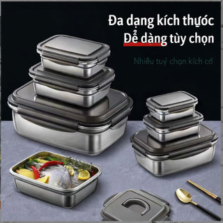 Bộ 3 Hộp INOX SUS 304 Nắp Cài KÍN CHỐNG RÒ RỈ Bảo Quản THỰC PHẨM TƯƠI NGON TRONG TỦ LẠNH (có lẻ)