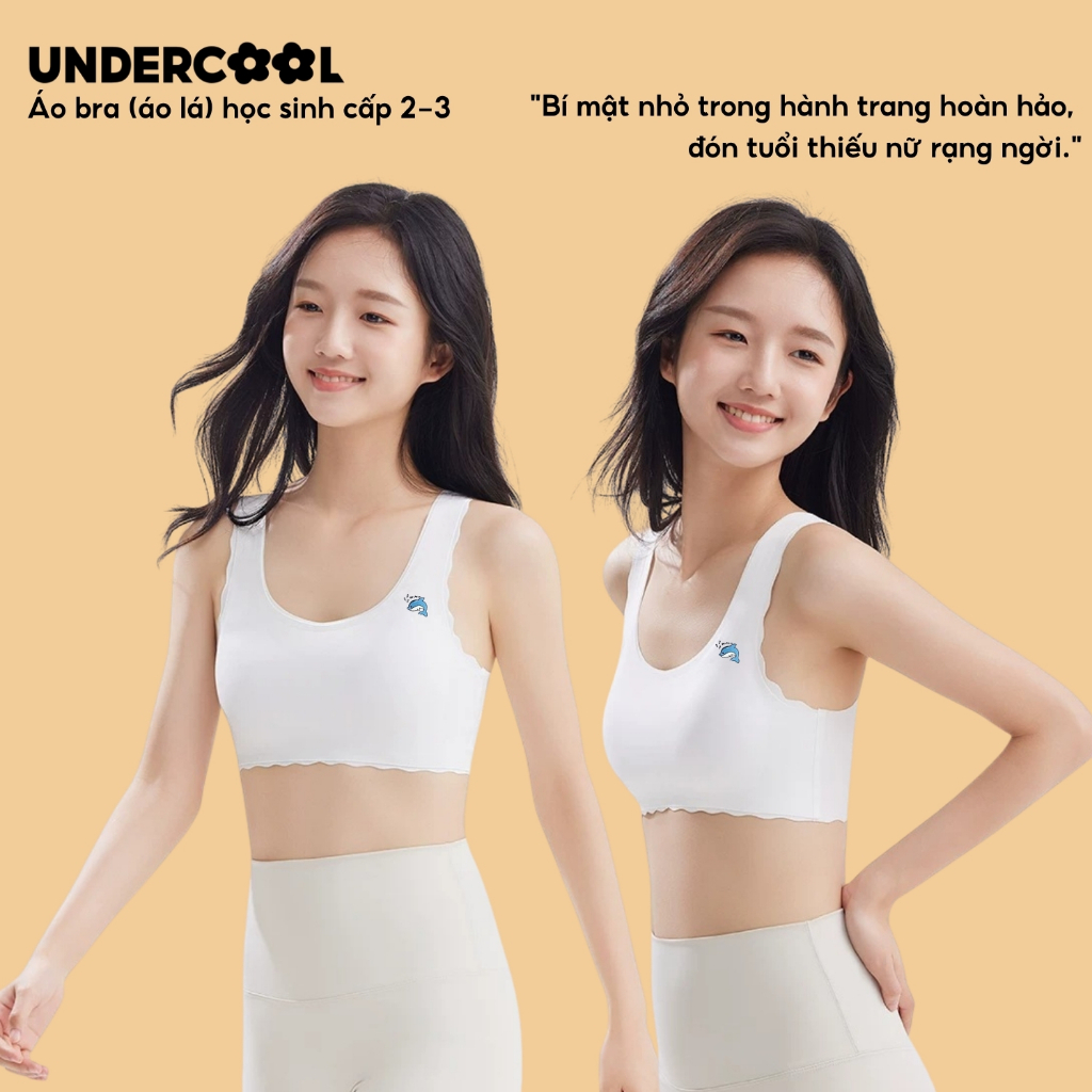 Áo bra học sinh UNDERCOOL áo lá đúc su không gọng cho bé gái cấp 2 cấp 3 (40-58kg) co giãn, chống hằn - AL83