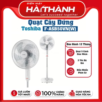 Quạt Điện Lốc Xoáy Toshiba F-ASB50VN(W) – Gió Mạnh 12m, 1100 RPM, Động Cơ Bạc Đạn, Siêu Êm, Tiết Kiệm Điện