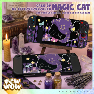 Oled/V1/V2 Case Ốp Máy Hoặc Ốp Dock Nintendo Switch Phong Cách Nhân Vật Mèo Phù Thủy Magic Black Cat Tím Đen