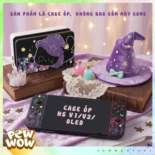 Oled/V1/V2 Case Ốp Máy Hoặc Ốp Dock Nintendo Switch Phong Cách Nhân Vật Mèo Phù Thủy Magic Black Cat Tím Đen