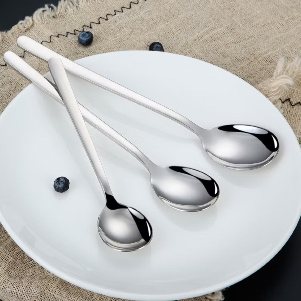 Thìa Muỗng Inox 304 Cán Dài Kiểu Dáng Hàn Quốc Cao Cấp Ăn Cơm - M22